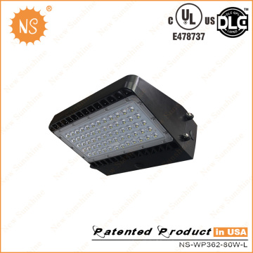 Low-Profile exterior preto 80W LED Wall Pack com lente